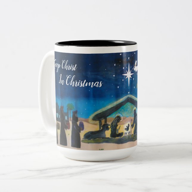 Tasse 2 Couleurs Musique "Keep Christ In Christmas" (Devant gauche)