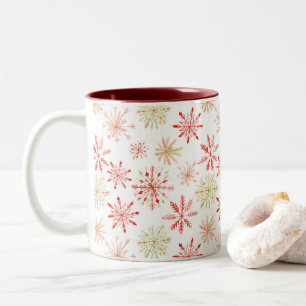 Tasse 2 Couleurs Musique Motif Red Green Snowflake