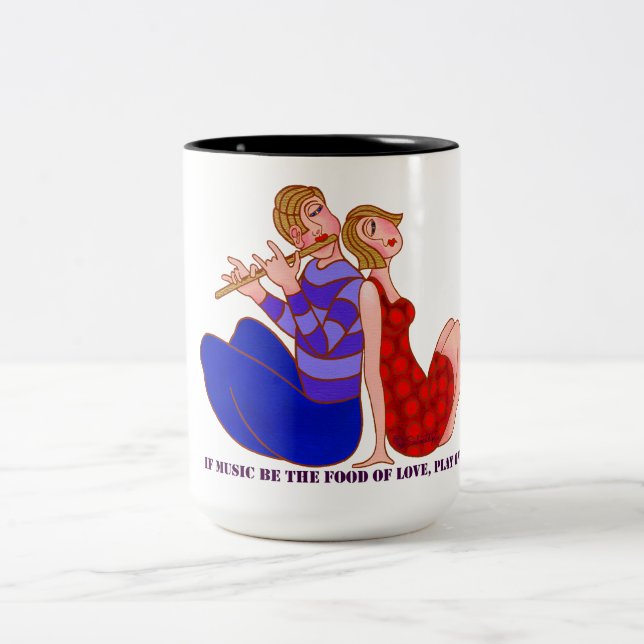 Tasse 2 Couleurs Musique Nourriture Pour L'Amour #2 (Centre)