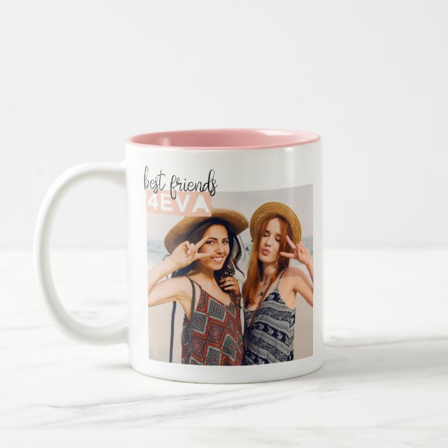 Tasse 2 Couleurs Musique photo BFF 4EVA personnalisée (Gauche)