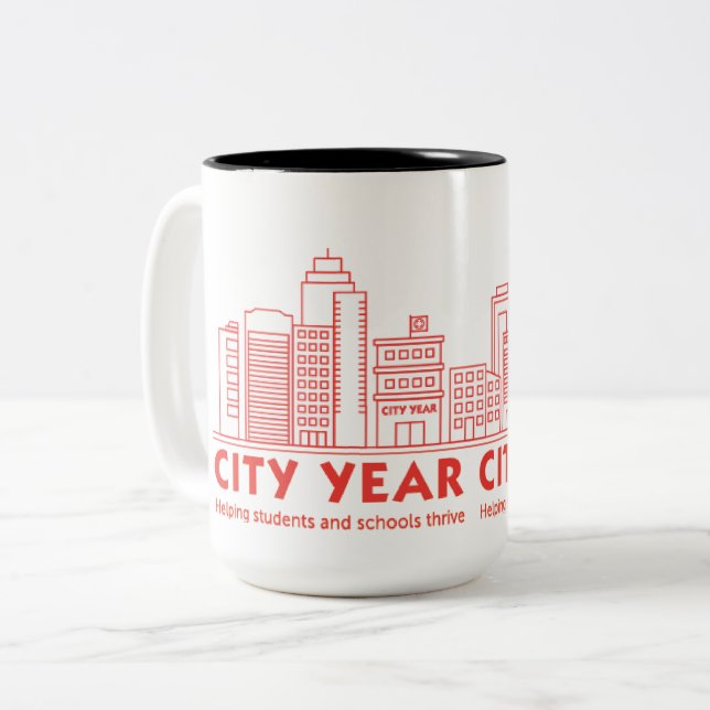 Tasse 2 Couleurs Musique Skyline de l'année urbaine (Devant gauche)