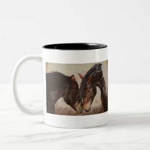 Tasse 2 Couleurs Mustang Cheval en bois Grunge Look