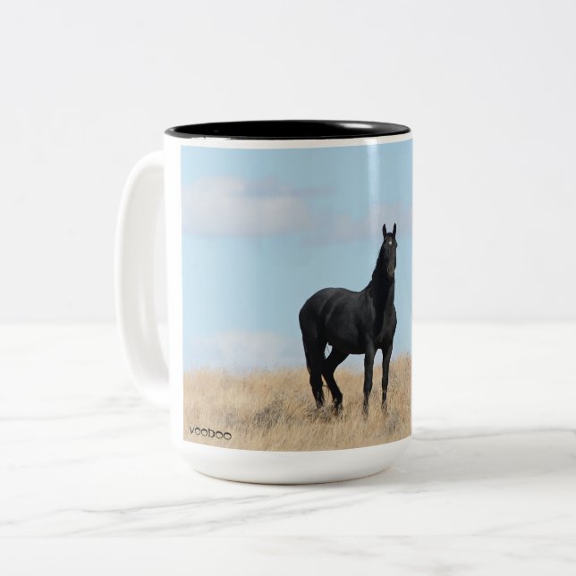 Tasse 2 Couleurs Mustang Stallion noir sauvage et boisson nuageuseM (Devant gauche)