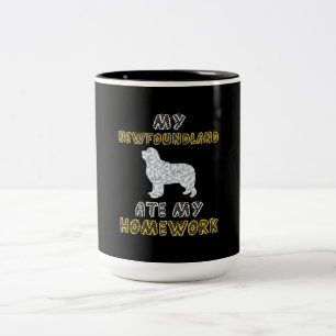 Tasse 2 Couleurs My Newfoundland ate my homework   Newfie dog vend