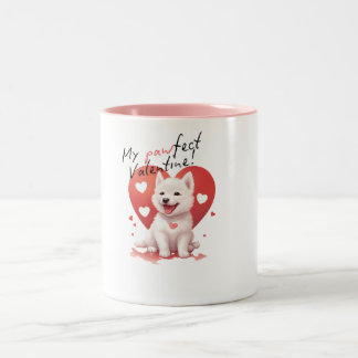 Tasse 2 Couleurs My Pawfect Valentine : Doux chien blanc de jindo