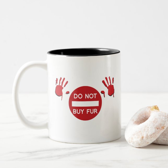 Tasse 2 Couleurs N'achetez pas de fourrure (Avec donut)