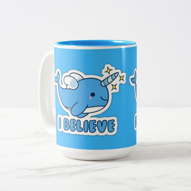 Tasse 2 Couleurs Narwhal Je Crois (Devant gauche)