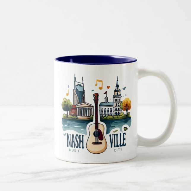Tasse 2 Couleurs Nashville Tennessee Music City (Droit)