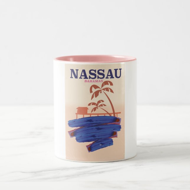 Tasse 2 Couleurs Nassau Bahamas affiche de la plage (Centre)