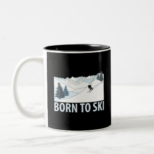 Tasse 2 Couleurs Né à Ski Sports d'hiver