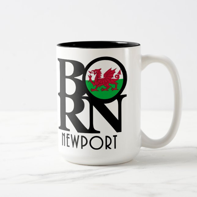 Tasse 2 Couleurs NÉ Newport Wales 15oz (Droit)