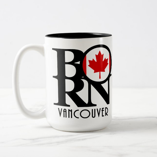 Tasse 2 Couleurs NÉ Vancouver (Drapeau canadien) 15oz (Gauche)