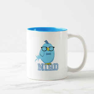 Tasse 2 Couleurs Nerd Bird Adorable Oiseau Bleu avec des Lunettes 