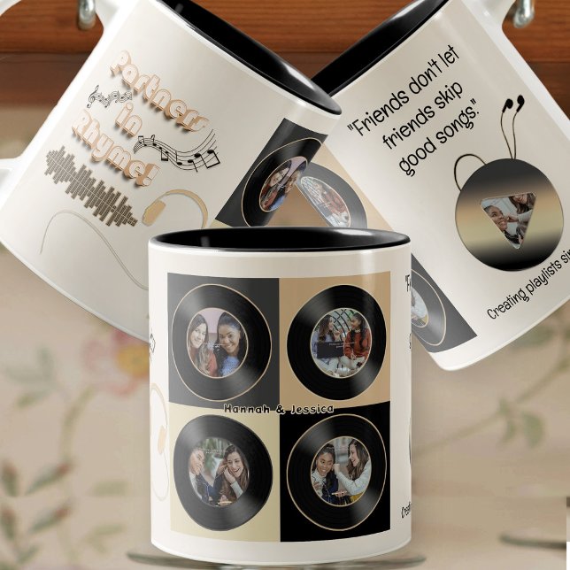 Tasse 2 Couleurs Neutral Best Friend Vinyl Photo Personalized Gift  (Créateur téléchargé)
