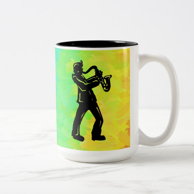 Tasse 2 Couleurs New York Boogie Nuits Saxophone Rainbow (Droit)