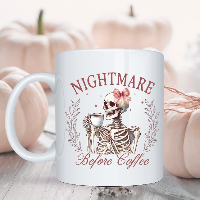 Tasse 2 Couleurs Nightmare drôle avant café squelette Halloween (Créateur téléchargé)