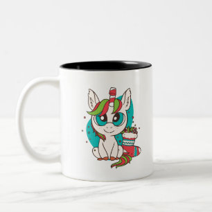 Tasse 2 Couleurs Noël à la licorne