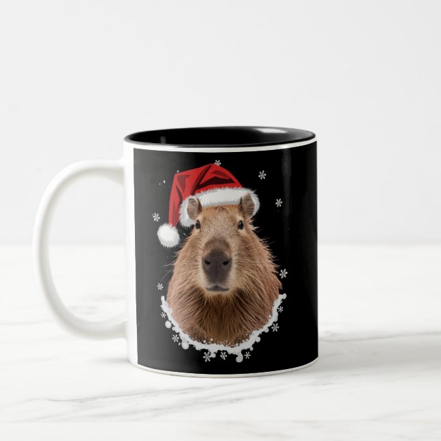 Tasse 2 Couleurs Noël amusant de Capybara (Gauche)