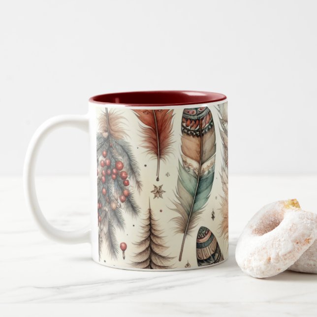 Tasse 2 Couleurs Noël Boho (Avec donut)