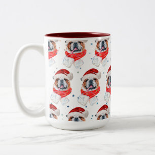 Tasse 2 Couleurs Noël Bouledogue Anglais Race de Chien