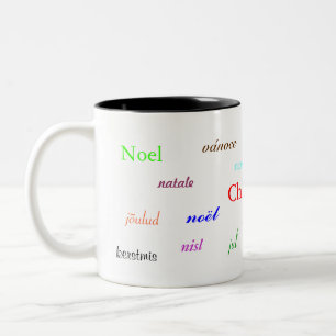 Tasse 2 Couleurs Noël Dans Le Monde Entier En Blanc Et Noir