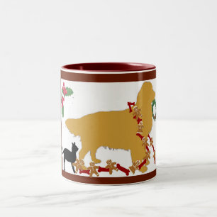 Tasse 2 Couleurs Noël de chien d'arrêt de Mug~Golden