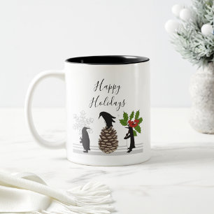 Tasse 2 Couleurs Noël de pingouin drôle mignon personnalisé