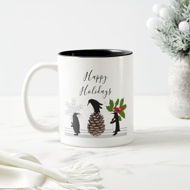 Tasse 2 Couleurs Noël de pingouin drôle mignon personnalisé (Créateur téléchargé)