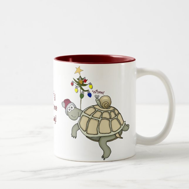 Tasse 2 Couleurs Noël de tortue et d'escargot (Droit)