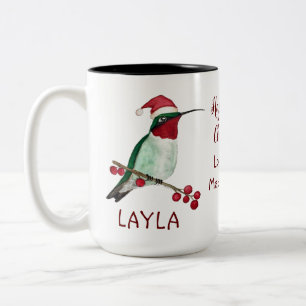 Tasse 2 Couleurs Noël des colibris personnalisés