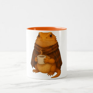 Tasse 2 Couleurs Noël Dragon barbu - Dragon confortable dans une co