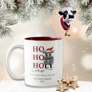 Tasse 2 Couleurs Noël drôle de la vache sainte
