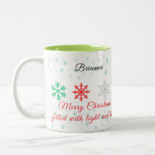 Tasse 2 Couleurs Noël flocon de neige personnalisé
