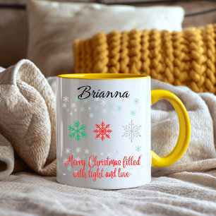 Tasse 2 Couleurs Noël flocon de neige personnalisé