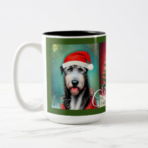 Tasse 2 Couleurs Noël Irish Wolfhounds et Tree