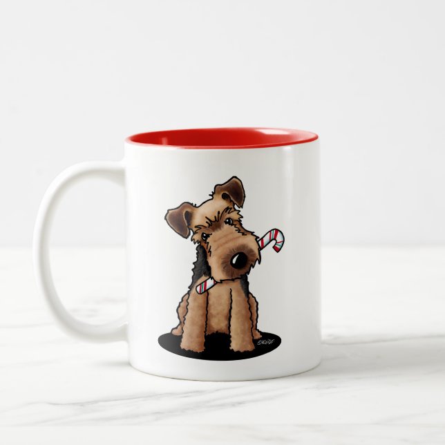 Tasse 2 Couleurs Noël KiniArt Welsh Terrier (Gauche)