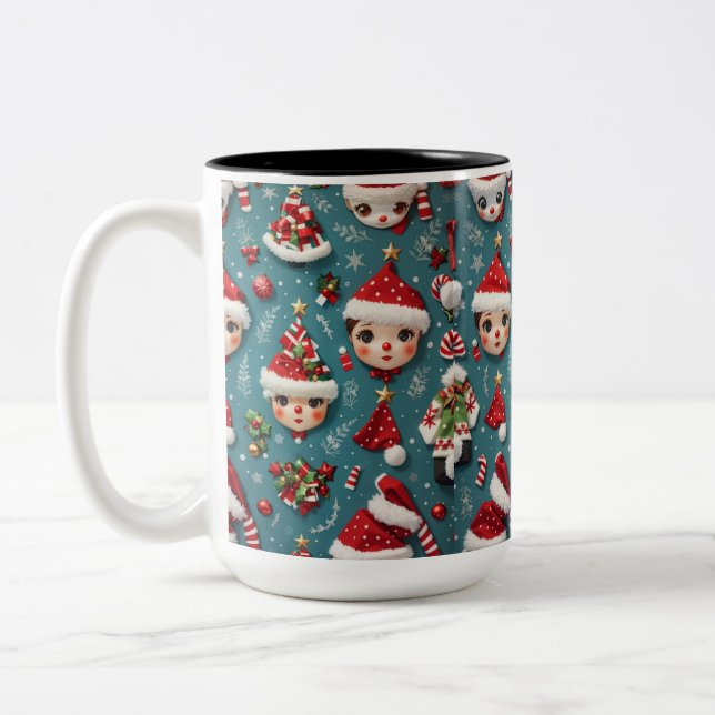 Tasse 2 Couleurs Noël mignon (Gauche)