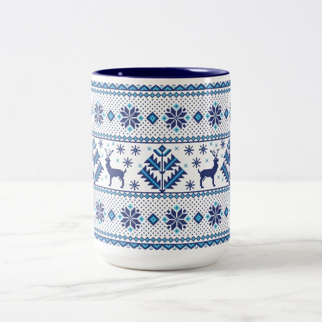 Tasse 2 Couleurs Noël - Motif du chandail de Noël (Centre)