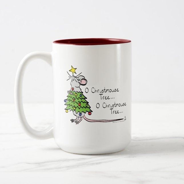 Tasse 2 Couleurs Noël Mouse mignonne Drôle Vacances (Gauche)