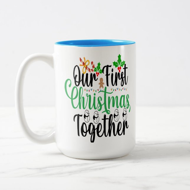Tasse 2 Couleurs Noël Notre premier Noël Ensemble Musique (Gauche)