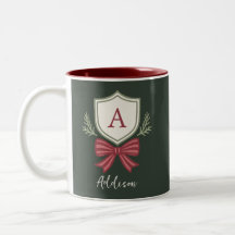 Noël personnalisé avec monogramme initial et nœud