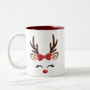 Tasse 2 Couleurs Noël Reindeer mignonne Vacances hiver