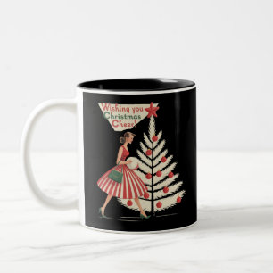 Tasse 2 Couleurs Noël Rétro Vintage 50s Fête 1950s Dame