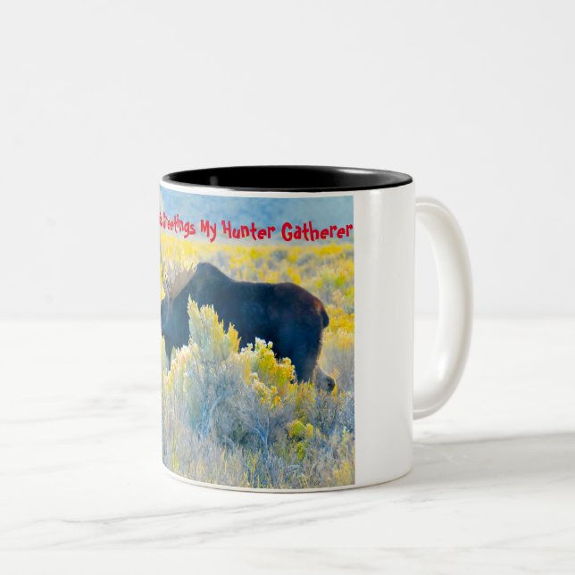 Tasse 2 Couleurs Noël Salutations mon chasseur rassembleur (Devant droit)