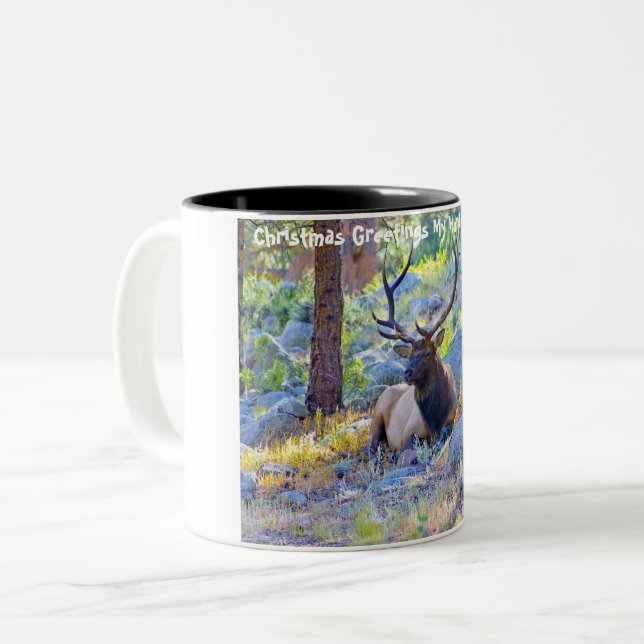 Tasse 2 Couleurs Noël Salutations Mon Hunter Gatherer (Devant gauche)