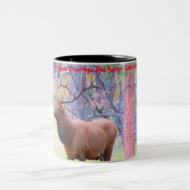 Tasse 2 Couleurs Noël salutations Papa Hunter Gatherer (Centre)