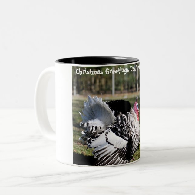 Tasse 2 Couleurs Noël salutations Papa Hunter Gatherer (Devant gauche)