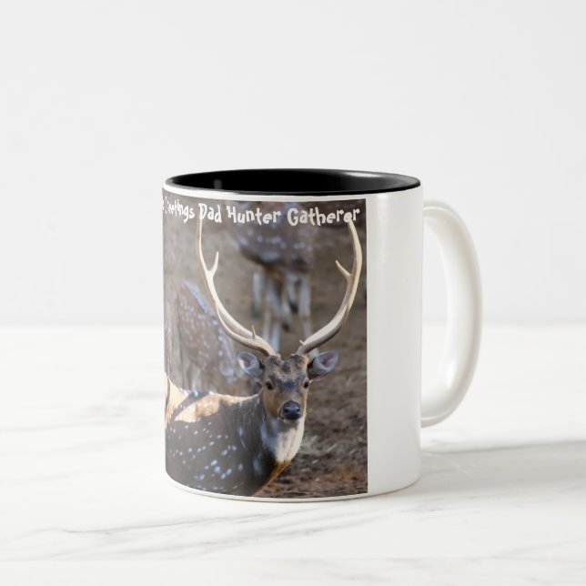 Tasse 2 Couleurs Noël salutations Papa Hunter Gatherer (Devant droit)