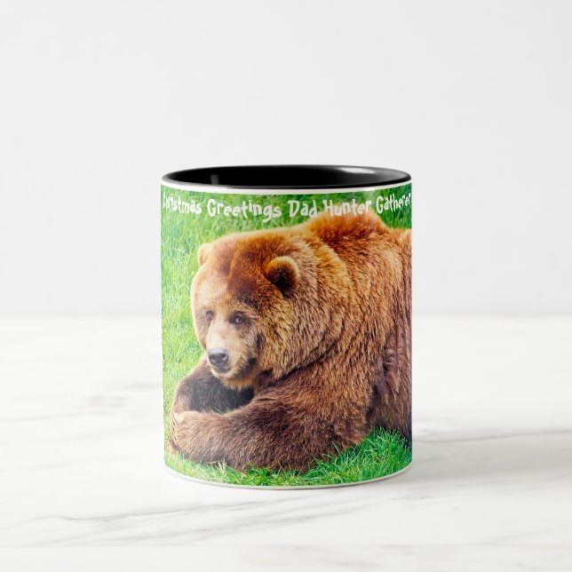 Tasse 2 Couleurs Noël salutations Papa Hunter Gatherer (Centre)