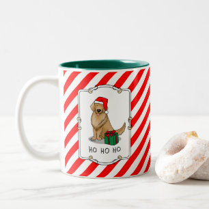 Tasse 2 Couleurs Noël Santa Claus Golden Retriever Chien mignonne